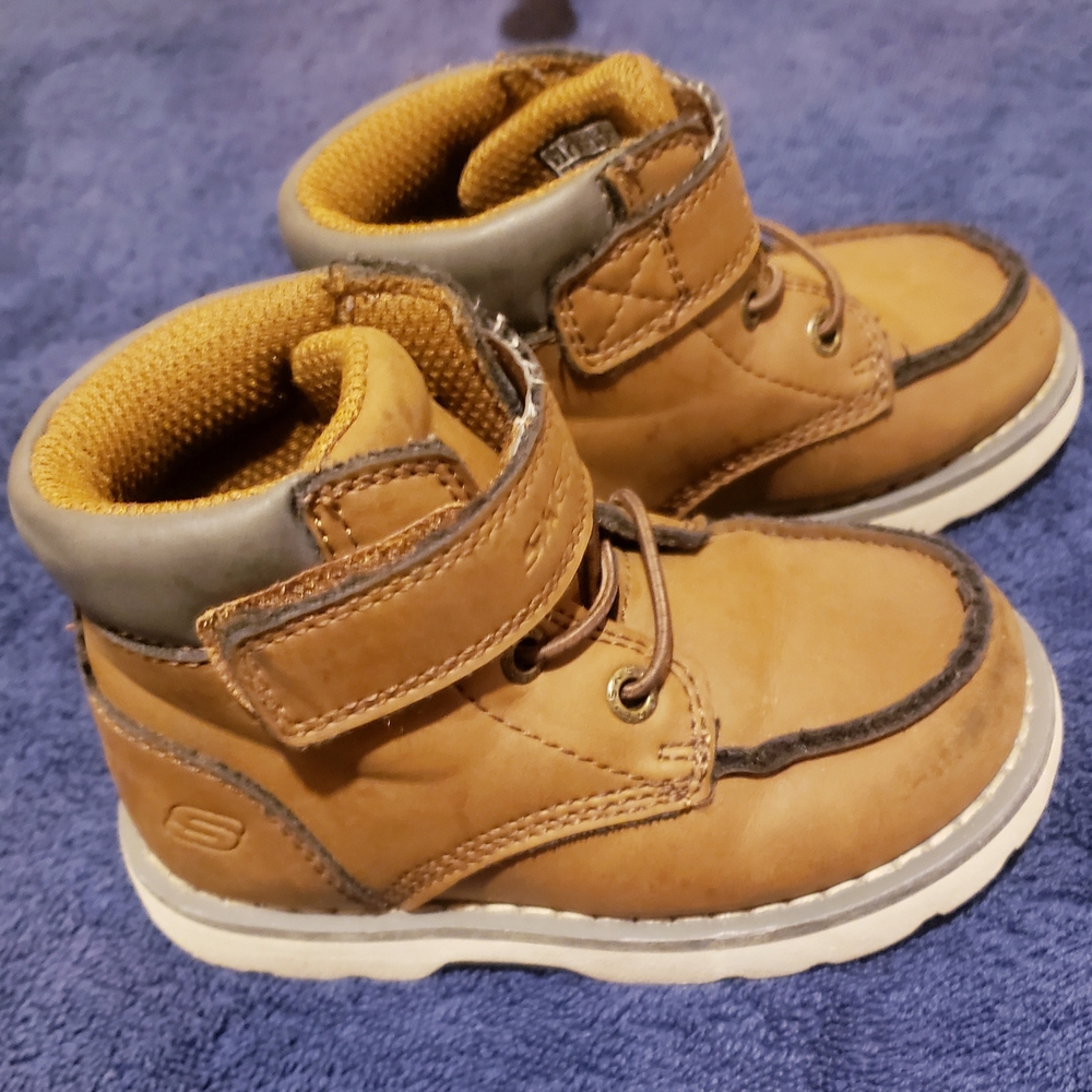 Skechers Brown Kids Boots with Gray Accents